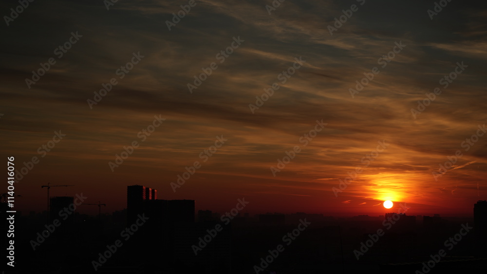 Naklejka premium sunset in the city