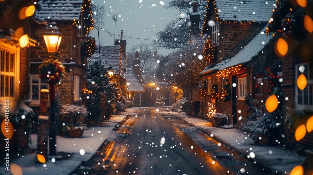 Cozy Christmas Streets in a Small Town Setting Cozy Christmas Streets in a Small Town Setting