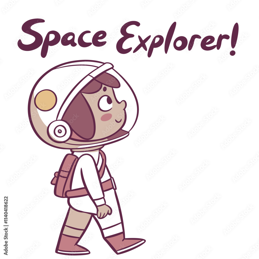 Cute Cartoon Space Explorer Character with Space Helmet and Backpack for Kids and Education Cute Cartoon Space Explorer Character with Space Helmet and Backpack for Kids and Education