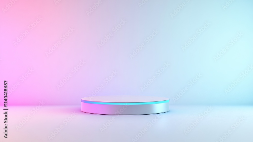 3D podium in minimalist studio with ambient lighting, abstract geometric shapes, pastel tones 3D podium in minimalist studio with ambient lighting, abstract geometric shapes, pastel tones