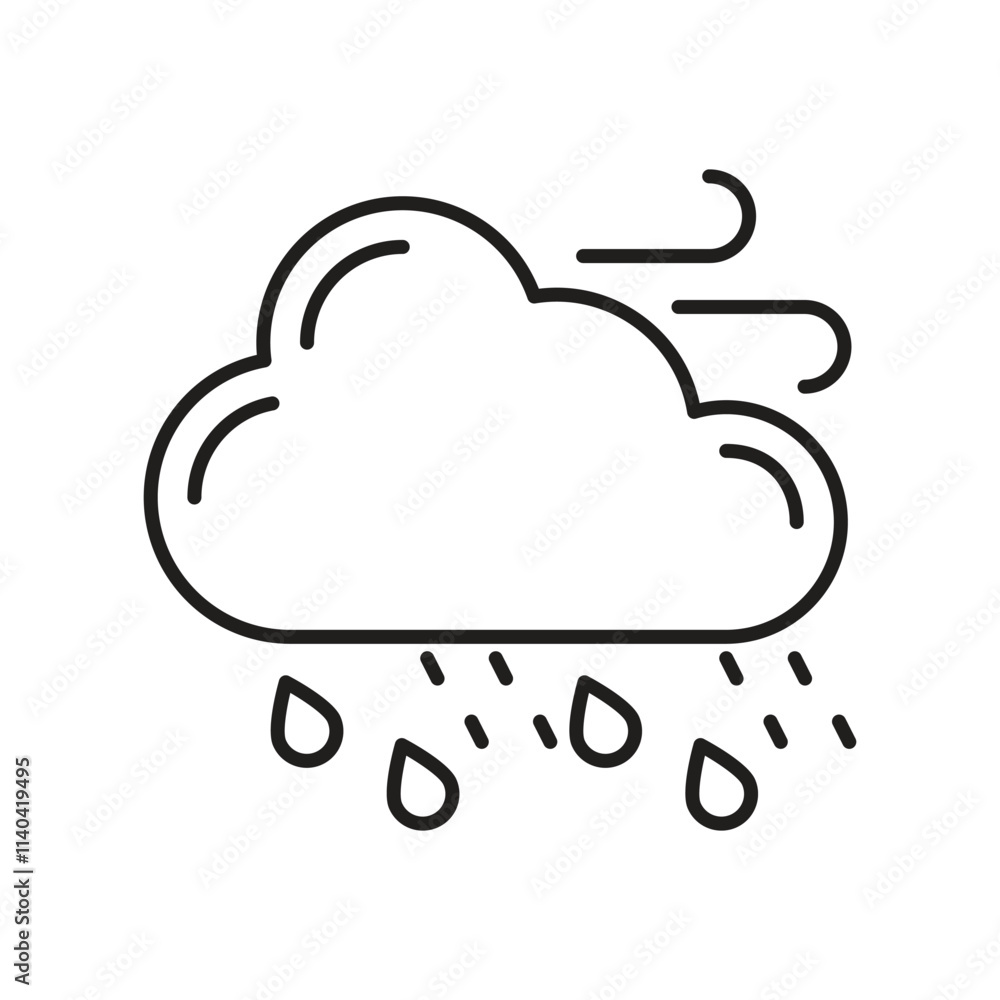 Rain line icon with white background vector stock illustration Rain line icon with white background vector stock illustration
