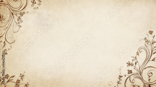 Vintage Floral Design on Aged Paper