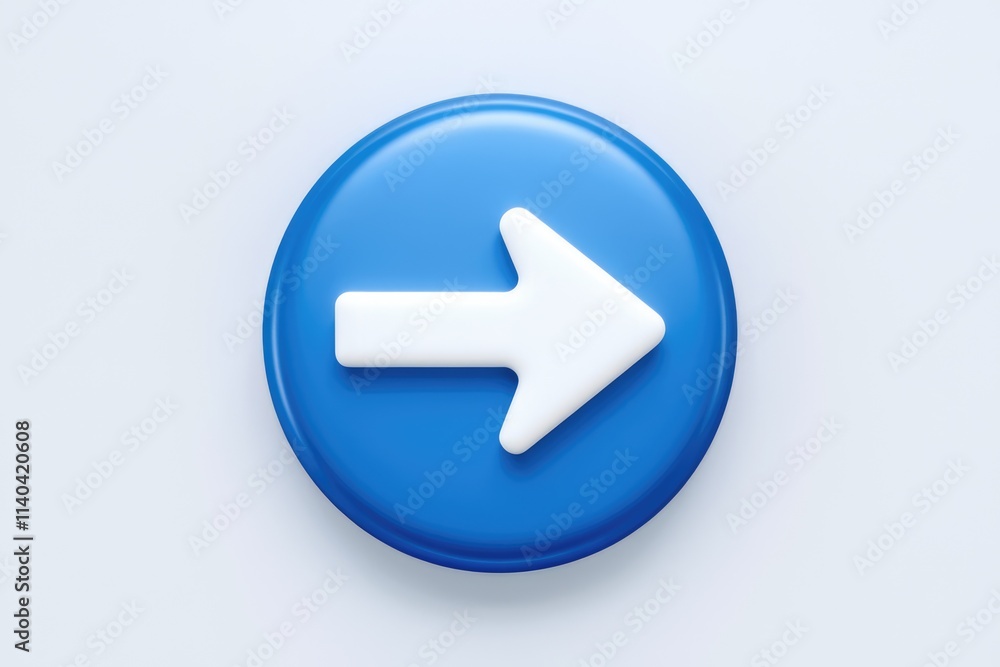 A 3D rendered white arrow pointing right displayed on a blue circular button. A 3D rendered white arrow pointing right displayed on a blue circular button.