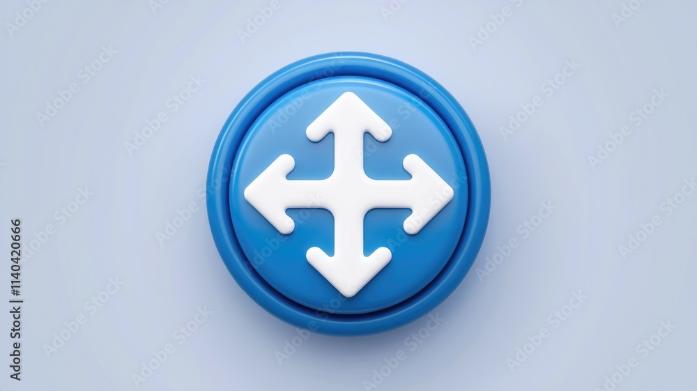 Blue button with four directional arrows symbolizes movement or options. Blue button with four directional arrows symbolizes movement or options.