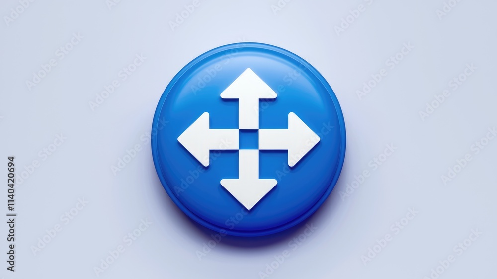 Circular blue button with white arrows symbolizing navigation. Circular blue button with white arrows symbolizing navigation.