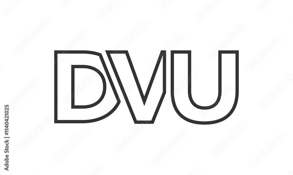 DVU logo design template with strong and modern bold text. Initial based vector logotype featuring simple and minimal typography. Trendy company identity. DVU logo design template with strong and modern bold text. Initial based vector logotype featuring simple and minimal typography. Trendy company identity.
