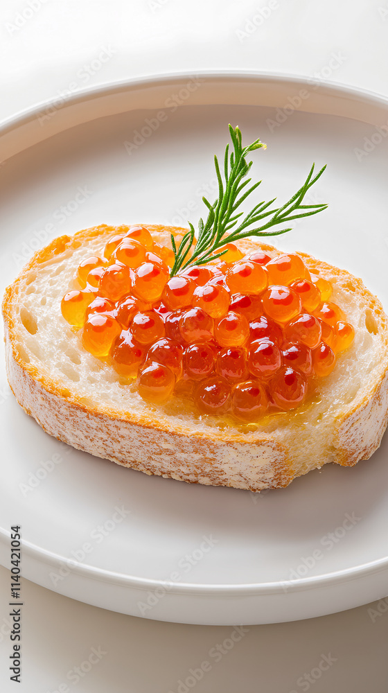 sandwich with red caviar on plate sandwich with red caviar on plate