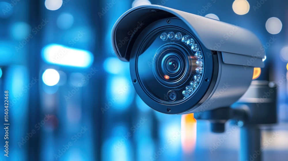 High-Definition Security Camera with Night Vision Capabilities Captured in an Urban Setting with Blurred Background and Bokeh Effect for Enhanced Impact High-Definition Security Camera with Night Vision Capabilities Captured in an Urban Setting with Blurred Background and Bokeh Effect for Enhanced Impact