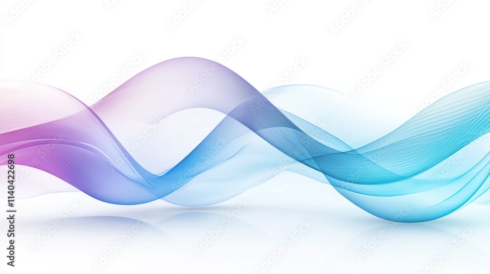 Obraz premium Flowing, colored lines creating abstract wave pattern on white background.