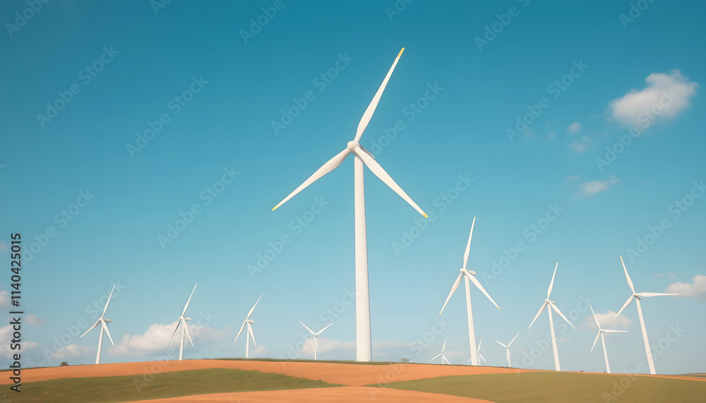Fototapeta premium Renewable wind energy, Dreamy, with white tones