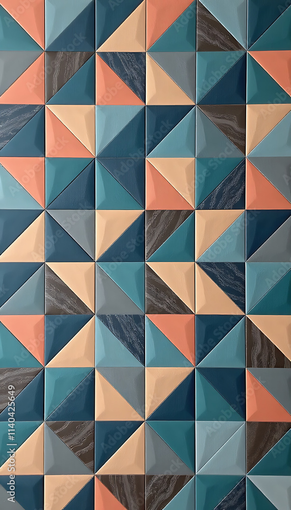 Pattern Background: A clean repetitive pattern of geometric shapes like triangles and squares in soft muted colors offering a modern aesthetic. background copyspace Pattern Background: A clean repetitive pattern of geometric shapes like triangles and squares in soft muted colors offering a modern aesthetic. background copyspace