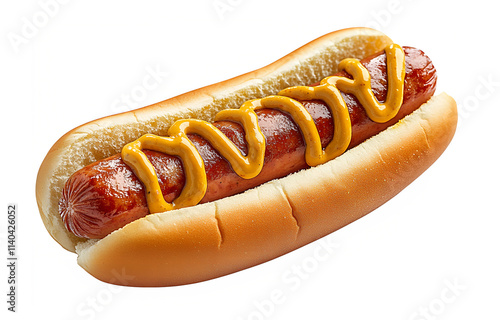 Hot dog with mustard png isolated on transparent background