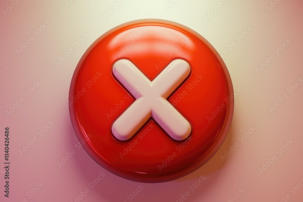 Obraz premium A red circle with a white 'X' signifying rejection cancellation or error.