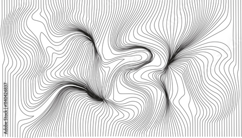 A black and white image of a wavy abstract pattern