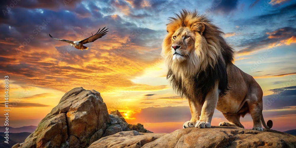 Obraz premium Griffin Mythical Creature, Half Lion Half Eagle Fantasy Bird, Majestic Hybrid Animal, Supernatural Beast Photography