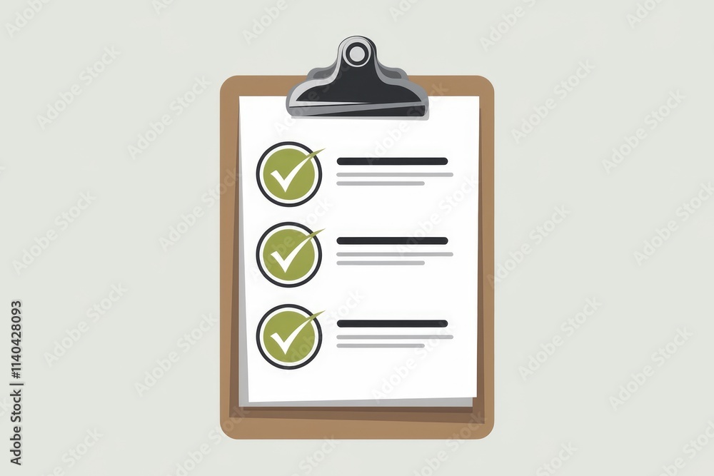 Fototapeta premium A clipboard checklist with three completed tasks symbolizing organization and productivity.