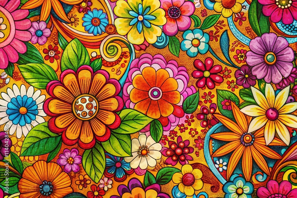 Groovy Flower Power: Retro Floral Prints, 70s Flower Pattern, Psychedelic Floral Design, Vintage Floral Background, Hippie Flower Wallpaper Groovy Flower Power: Retro Floral Prints, 70s Flower Pattern, Psychedelic Floral Design, Vintage Floral Background, Hippie Flower Wallpaper