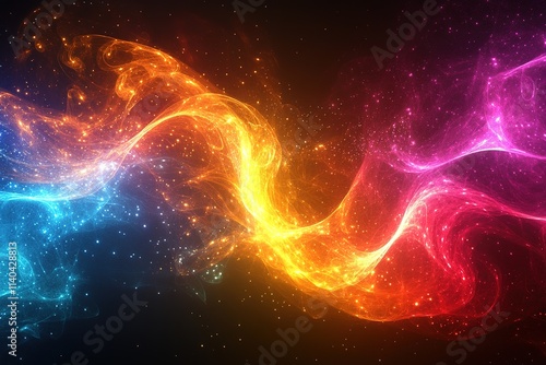 Dynamic fusion of colorful energy waves in space