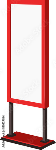 Side view of an ad stand or blank advertising board. Mockup template of ad signage easel
