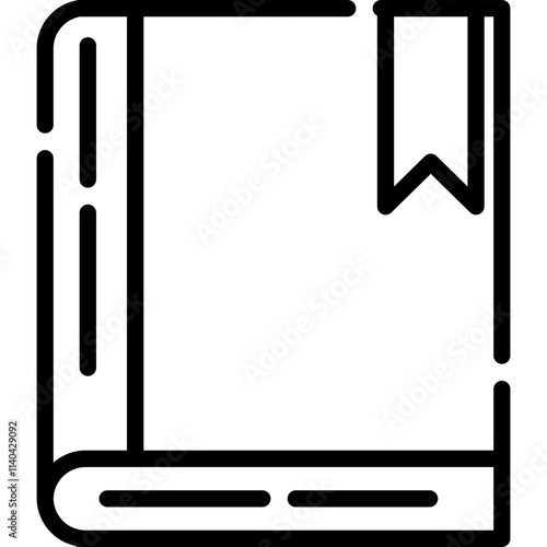 thick line book with bookmark icon isolated vector illustration