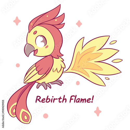 Colorful Cartoon Bird Illustration with Flames and Playful Expression for Creative Projects