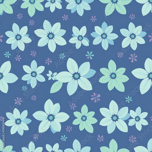 Seamless Blue Floral Pattern 