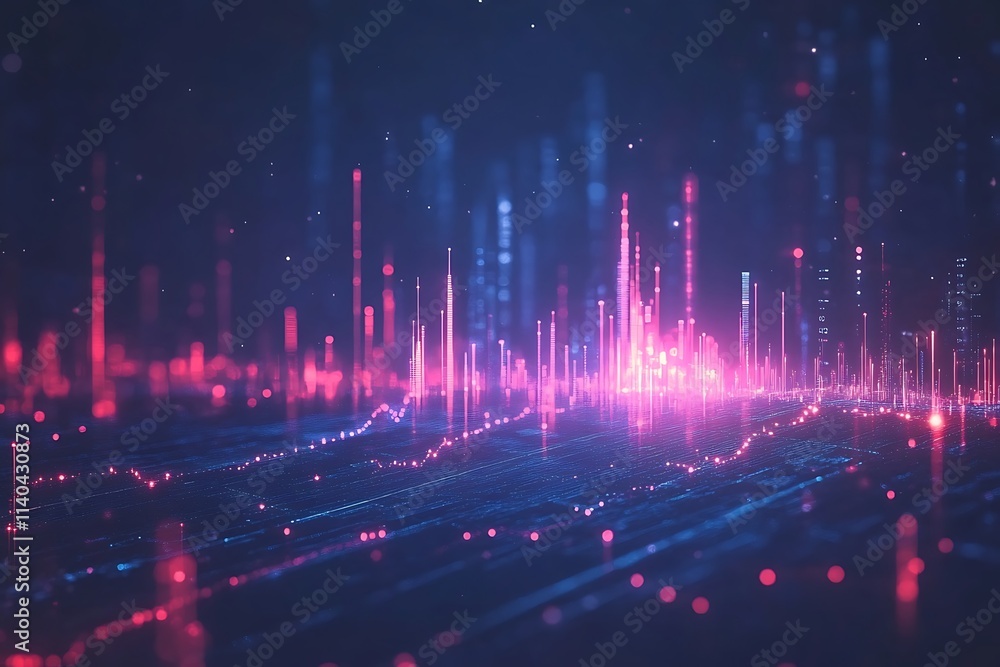 Pink and Blue Futuristic Dotted Waveform Illustration Pink and Blue Futuristic Dotted Waveform Illustration