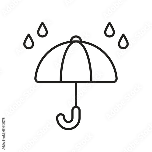 Umbrella line icon with white background vector stock illustration