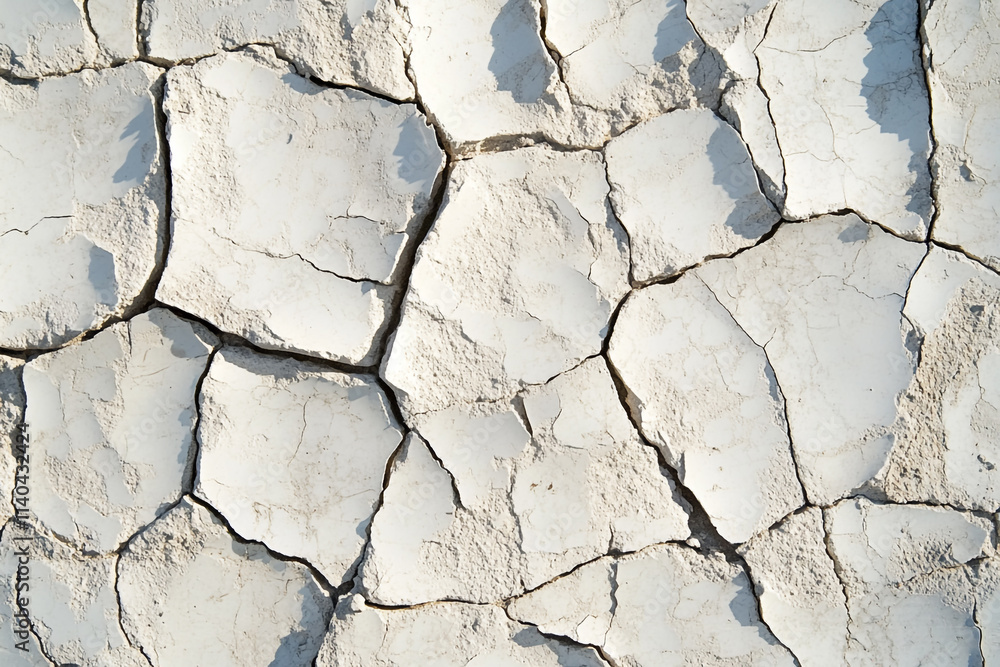 Fototapeta premium Dry cracked surface showing signs of drought and erosion in a barren landscape
