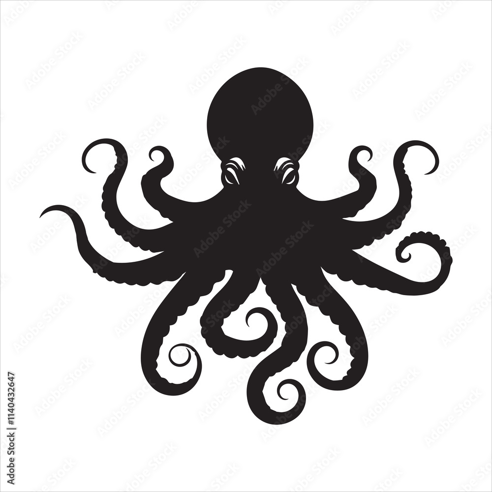 Obraz premium Abstract Octopus Silhouette in Vector Style
