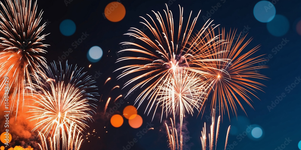 Close-Up of Fireworks with Bokeh Background Close-Up of Fireworks with Bokeh Background