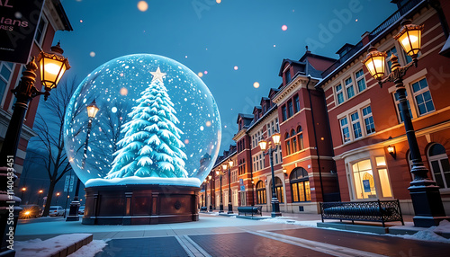 Wallpaper Mural Snow Globe Street - A street with giant snow globe lampposts. background copyspace Torontodigital.ca
