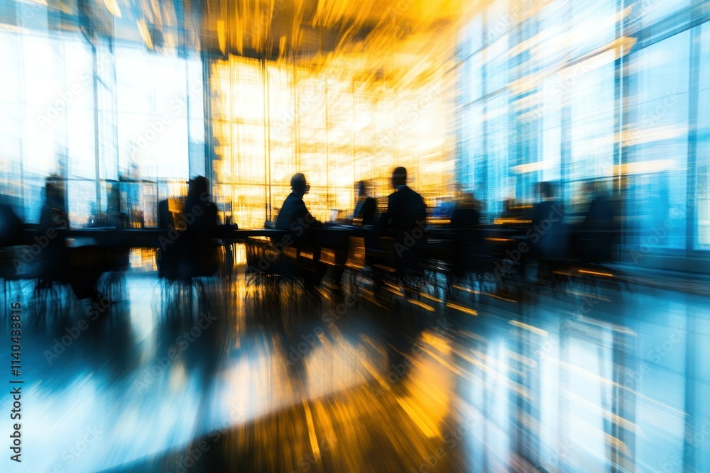 Blurry Business Meeting in Modern Office Space Blurry Business Meeting in Modern Office Space