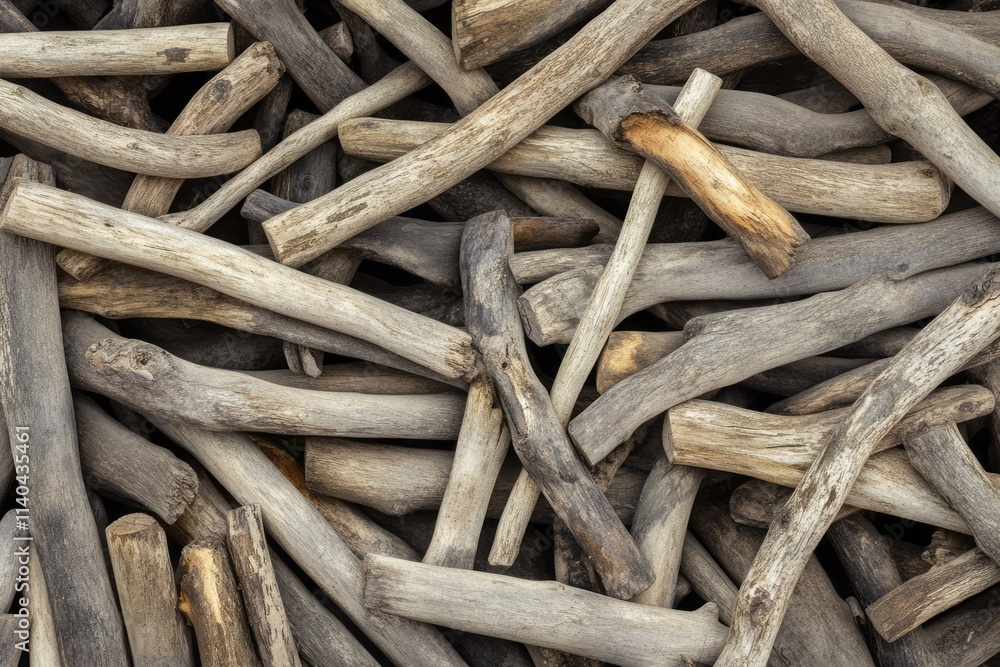 Texture of sun-dried driftwood collected from coastal shores, showcasing its unique shapes and colors in natural light Texture of sun-dried driftwood collected from coastal shores, showcasing its unique shapes and colors in natural light