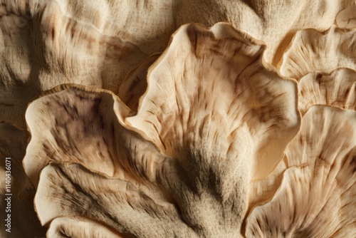 Velvety texture of a mushroom cap, showcasing intricate details and natural coloration in a macro perspective photo