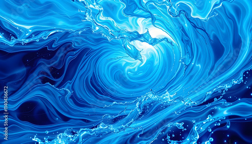 Azure energy vortex, Background wallpaper, banner, holographic neon waves, liquid, lifestream, panorama, Azure energy series, energy stream, collage style, with white tones
