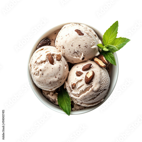 Bowl of Almond Ice Cream Is...