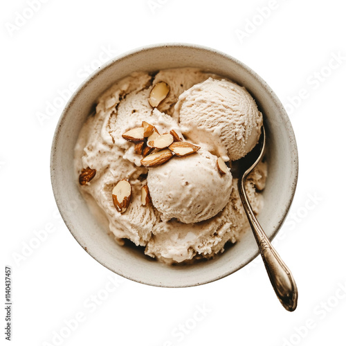 Bowl of Almond Ice Cream Is...
