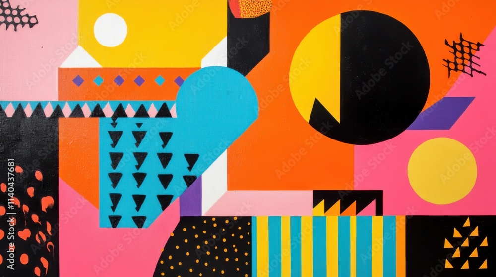 Obraz premium Geometric abstract art with vibrant shapes and bold color contrasts