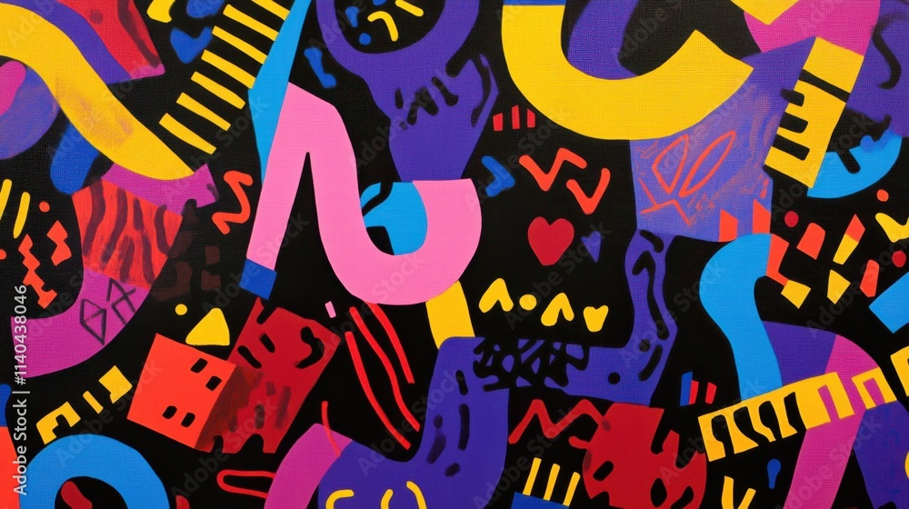 Fototapeta premium Dynamic abstract Memphis design with bright and bold accents