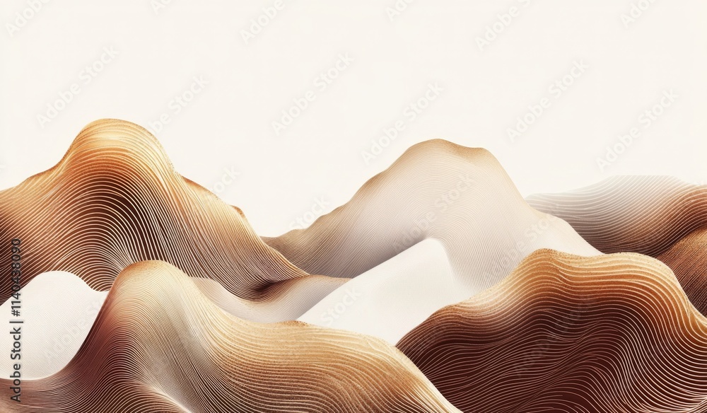 Abstract brown and gold wave lines on white, flat design vector art with simple shapes Abstract brown and gold wave lines on white, flat design vector art with simple shapes