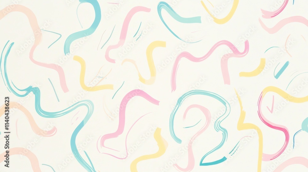 Minimal Abstract Pattern with Soft Pastel Brush Strokes on White Background Minimal Abstract Pattern with Soft Pastel Brush Strokes on White Background