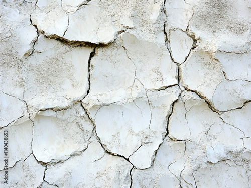 Cracked white surface showing texture and signs of weathering and erosion in dry conditions photo