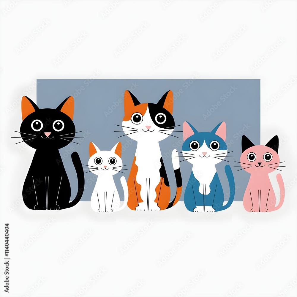 Obraz premium Minimal art illustration of adorable cats kittens 