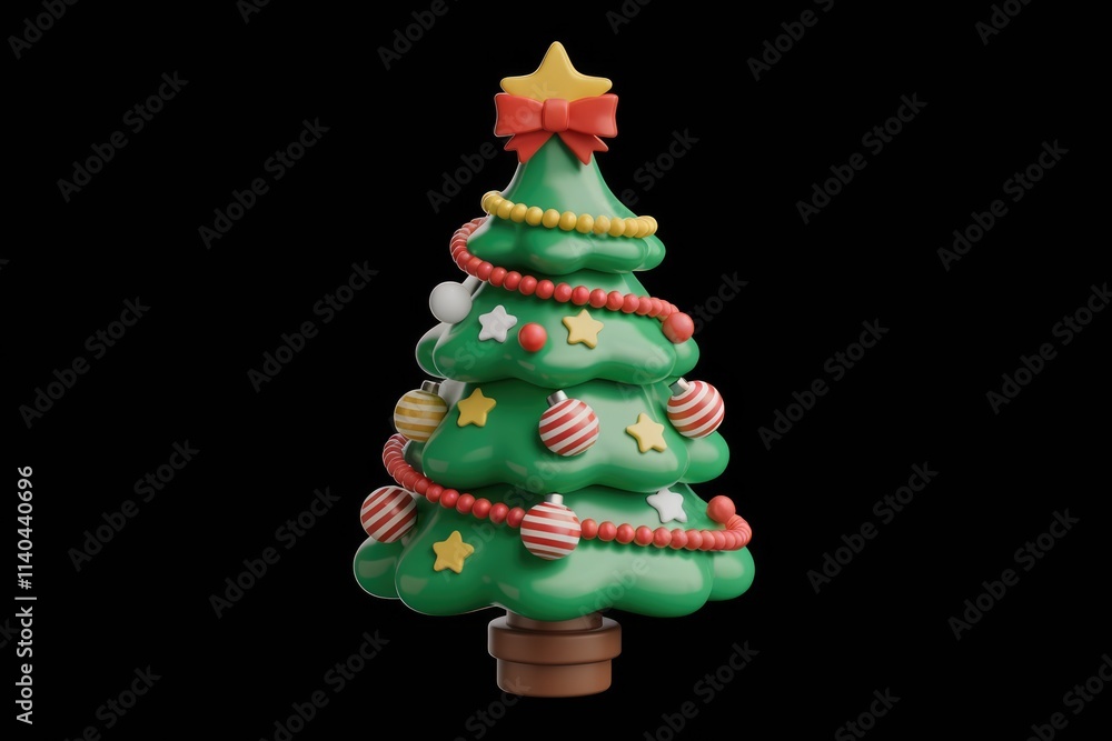 Colorful 3D Christmas tree symbolizes holiday cheer. Colorful 3D Christmas tree symbolizes holiday cheer.