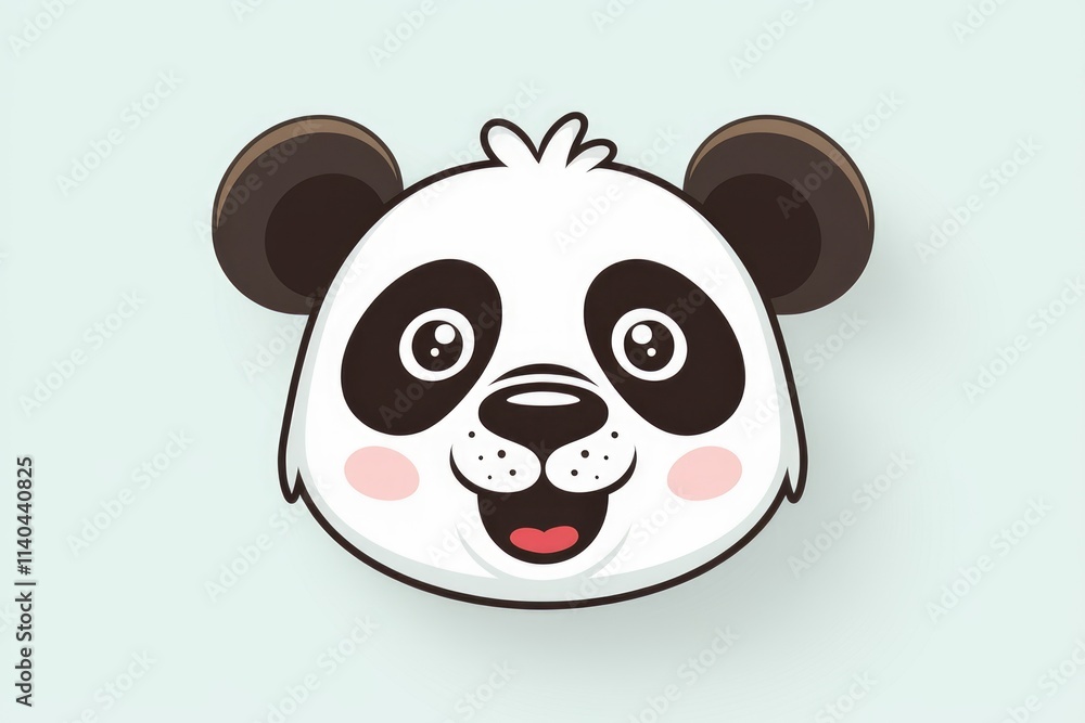 Adorable cartoon panda face with big eyes and a cheerful smile. Adorable cartoon panda face with big eyes and a cheerful smile.
