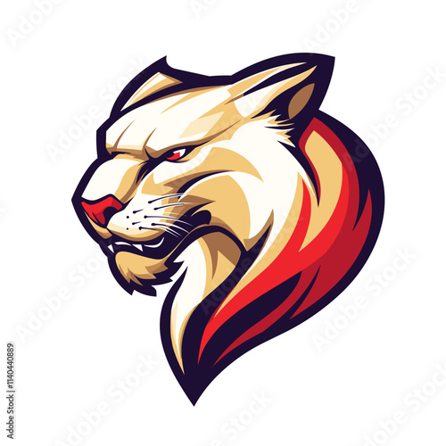 Stylized representation of a fierce lioness with bold colors showcasing strength and majesty