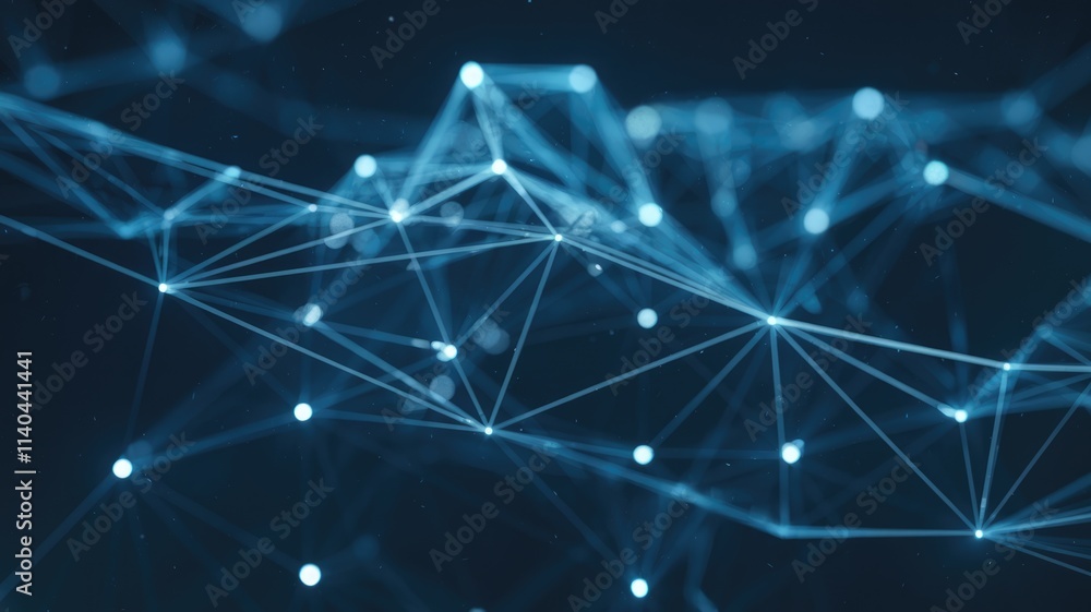 Complex web of glowing digital nodes and lines. Complex web of glowing digital nodes and lines.