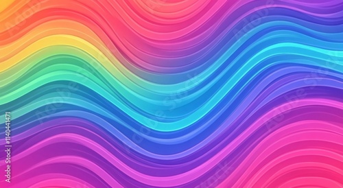 Colorful Rainbow Wavy Lines on White Background for Simple Flat Vector Graphics