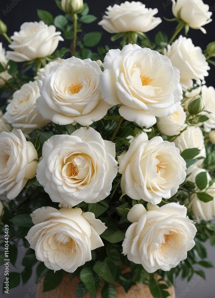 Fresh white garden roses in a loose, organic bouquet , white flowers, garden roses Fresh white garden roses in a loose, organic bouquet , white flowers, garden roses